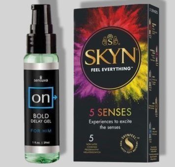 SKYN 5 Senses 5 шт + Пролонгатор Sensuva - ON Bold (29 мл) SOS5817 фото