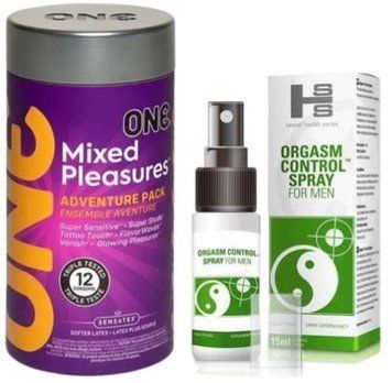 Набор из 12 шт ONE Mixed Pleasures + Пролонгатор SEXUAL HEALTH SERIES ORGASM CONTROL SPRAY, 15 МЛ SOS9255 фото