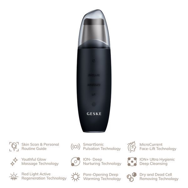 Микротоковый скраббер для кожи и устранение черных точек GESKE MicroCurrent Skin Scrubber&Blackhead Remover 9в1 black HB0146 фото