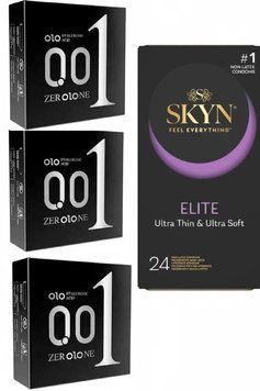Набір : OLO ультратонкі з гіалуроновою змазкою 3x3 (9 шт) та SKYN Elite 24 шт SOS139 фото