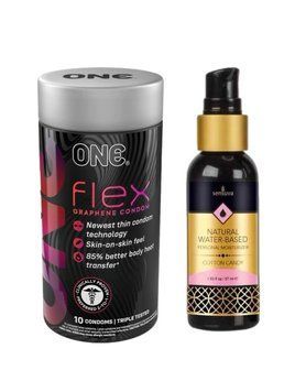 ONE Flex 10 шт+ Смазка на водной основе Sensuva Natural Water-Based Cotton Candy (57 мл) SOS6399 фото
