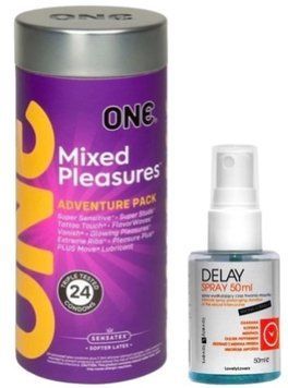 Набір з 24 шт ONE Mixed Pleasures + Пролонгатор LOVELY LOVERS DELAY SPRAY 50 ML SOS9367 фото
