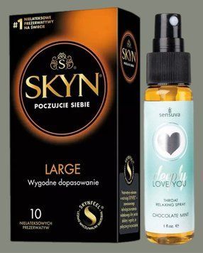 Комплект SKYN Large 10 шт + Спрей Sensuva Deeply Love You Chocolate Mint (29 мл) SOS5574 фото
