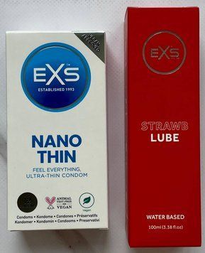 Набор EXS NANO Thin 12 шт. - Лубрикант EXS Strawberry Lube Water Based 100 мл. SOS3271 фото