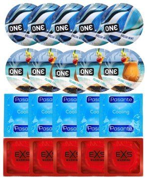 Набір 20 шт ONE Fresh Mint + ONE Island Punch + Pasante Cooling + EXS Warming Comfy Fit SOS7176 фото