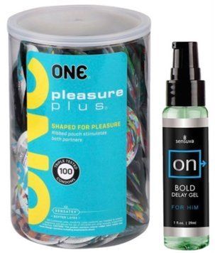 Набор из ONE Pleasure Plus, 100 шт + Пролонгатор Sensuva - ON Bold (29 мл) SOS9123 фото