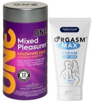 Набор из 12 шт ONE Mixed Pleasures + Пролонгатор Medica-Group Orgasm Max for Men - krem ​​50 ml SOS9256 фото