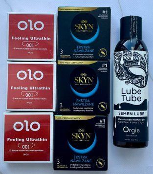 Набір 18 шт OLO збуджуючі 001 + Skyn Extra Lube + Лубрикант SEMEN LUBE 150 мл Orgie SOS3813 фото