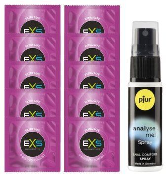 Комплект EXS Extra Safe 10 шт + pjur Analyse Me! (20 мл) SOS14146 фото