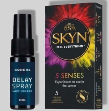 SKYN 5 Senses 5 шт + Пролонгатор Boners Delay Spray SOS5818 фото
