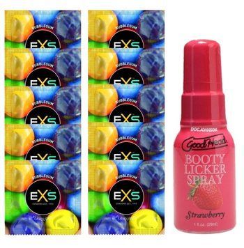 EXS BUBBLEGUM 10 шт + Doc Johnson Booty Licker Spray &ndash; Strawberry (29 мл) SOS14021 фото