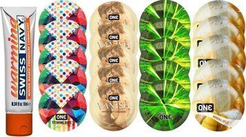 Набор из Swiss Navy Warming 10мл + ONERibs + ONE Vanish + ONE Glowing + ONEBanana SOS8561 фото