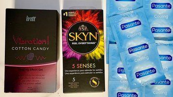 Набор 15 шт SKYN 5 Senses-Pasante Cooling + Жидкий вибратор Intt Vibration Cotton Candy (15 мл) SOS1511 фото