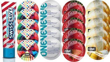 Набор из SwissNavy CoolingPeppermint 10мл + ONERibs + ONE Plus + ONEChocolateStrawberry + ONEBanana SOS8645 фото