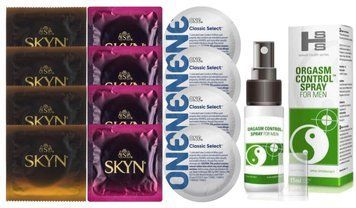 Комплект: Пролонгатор SHS Orgasm Control Spray 15 мл + 8 шт. SKYN + 4 шт. ONE Classic Select SOS10895 фото