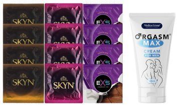 Комплект: Пролонгатор Medica-Group Orgasm Max 50 мл + 8 шт SKYN + 4 шт EXS Chocolate SOS10945 фото