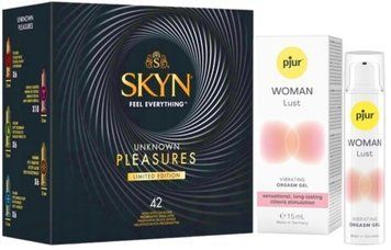 Набір з SKYN Pleasures (42 шт) + Рідкий вібратор pjur Woman Lust (15 мл) SOS10027 фото