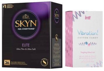 Набір з SKYN Elite 36 шт + Рідкий вібратор Intt Vibration Cotton Candy (15 мл) SOS10223 фото