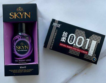 Набір ультратонких з додатковою змазкою 0,01 мм Muaisi Black (10 шт) + Лубрикант Skyn All Night Long 80 мл на силіконовій основі SOS1217 фото