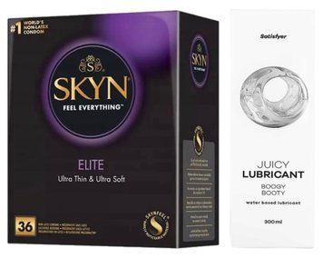 Набор Лубрикант Satisfyer Boogy Booty 300 мл + SKYN Elite 36 шт SOS12727 фото