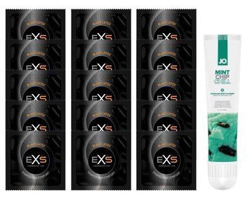 Комплект EXS Black Latex 15 шт + JO Mint Chip Chill 10 мл  SOS14638 фото