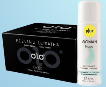 Набір OLO - ультратонкі -001 ( 10 штук) + Лубрикант pjur Woman Nude 30 мл SOS4523 фото