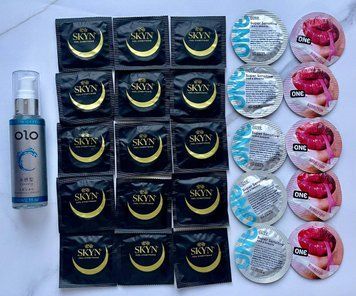 Комплект 15 шт Skyn ​​Original - 10 шт One Super Sensitive, Flavor Waves - Лубрикант olo охлаждающий 60 мл SOS2558 фото