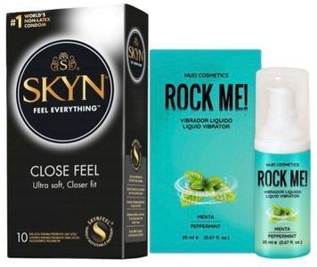 Набор из SKYN Close Feel (10 шт) + жидкий вибратор ROCK ME! Mint Flavor (20 мл) от Nuei SOS9777 фото