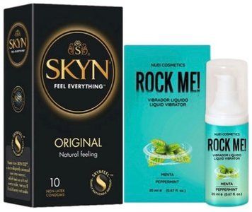 Набір з SKYN Original (10 шт)   + бальзам вібратор ROCK ME! Mint Flavor (20 мл) від Nuei  SOS9877 фото