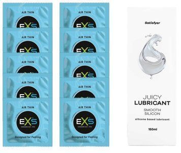 Набор: EXS Air Thin 10 шт. + Лубрикант Satisfyer Smooth Silicon 150 мл SOS11184 фото