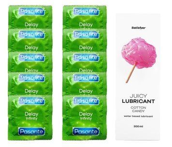 Набір: Pasante Delay Infinity 10 шт. + Лубрикант Satisfyer Cotton Candy 300 мл SOS12025 фото