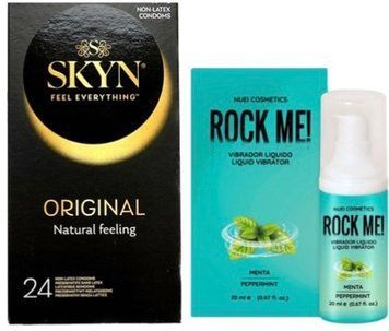 Набір з SKYN ORIGINAL 24 шт + Рідкий вібратор ROCK ME! Mint Flavor (20 мл) від Nuei  SOS9977 фото