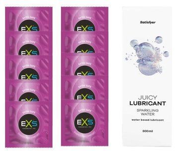 Комплект: EXS EXTRA SAFE 10 шт. + Лубрикант Satisfyer Sparkling Water 300 мл SOS11485 фото