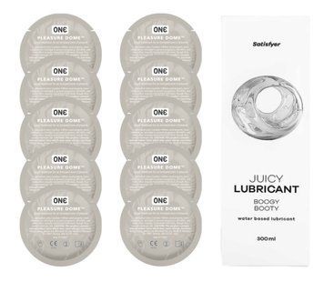 Комплект 𝐎𝐍𝐄 𝐃𝐨𝐦𝐞 10 шт. + Лубрикант Satisfyer Juicy Lubricant Boogy Booty (300 мл) SOS12225 фото