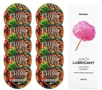 Комплект ONE Tattoo Touch 10 шт. + Лубрикант Satisfyer Juicy Lubricant Cotton Candy (300 мл) SOS12175 фото