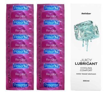 Комплект Pasante Regular 10 шт. + Лубрикант Satisfyer Juicy Lubricant Cooling Comfort (300 мл) SOS12125 фото