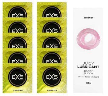 Комплект: из EXS Banana 10 шт + Лубрикант Satisfyer Booty Silicon silicone based 150 мл SOS11335 фото