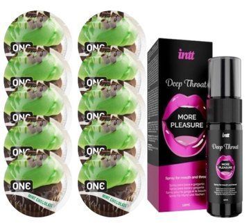 Комплект ONE Mint Chocolate 10 шт + INTT Deep Throat Oral Spray (12 мл) SOS13871 фото