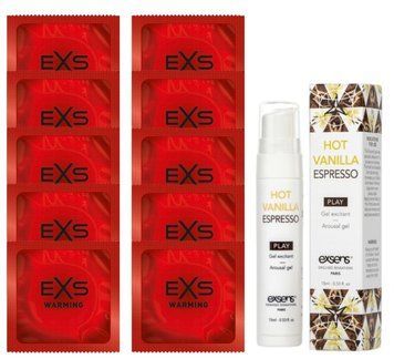 Комплект EXS Warming 10 шт + EXSENS Kissable Hot Vanilla Espresso 15 МЛ  SOS14297 фото