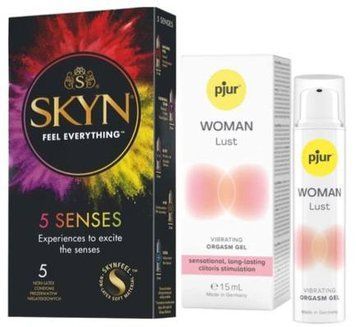 Набор из SKYN 5 Senses + Жидкий вибратор pjur Woman Lust 15 мл SOS9617 фото