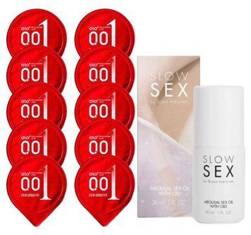 Комплект OLO 001 (червоні) 10 шт + SLOW SEX Arousal Sex Oil CBD (30 мл) SOS14246 фото