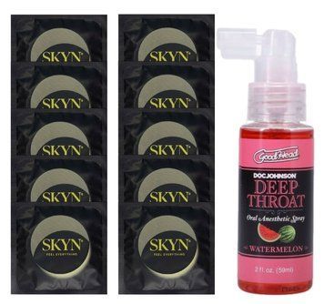 Комплект SKYN Pina Colada 10 шт + Doc Johnson GoodHead DeepThroat Spray Watermelon (59 мл) SOS13720 фото