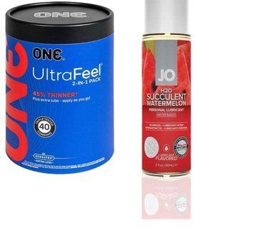 ONE UltraFeel 2-в-1. 40 шт+ Смазка на водной основе System JO H2O &mdash; Watermelon (60 мл)  SOS6449 фото