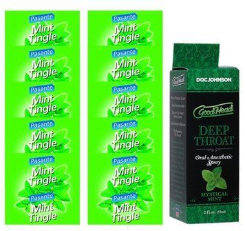 Комплект Pasante Mint Tingle 10 шт + Doc Johnson GoodHead Tingle Spray Mystical Mint (59 мл) SOS13921 фото