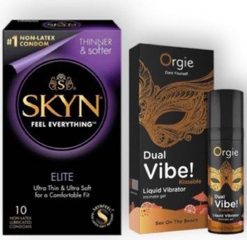 SKYN Elite 10 шт + DUAL VIBE!, 15 мл Orgie sex on the beach SOS6892 фото