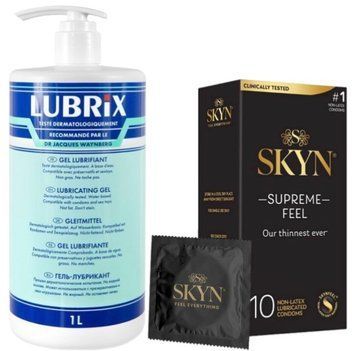 Набор из Лубриканта на водной основе Lubrix (1 л) + Skyn ​​Supreme Feel 10 шт SOS8813 фото