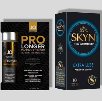 SKYN Extra Lube 10 шт + Пролонгатор JO Prolonger Spray with Lidocaine (60 мл) SOS5043 фото