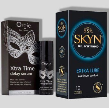 SKYN Extra Lube 10 шт + Пролонгатор Orgie Xtra Time Delay Serum, 15 мл SOS5095 фото