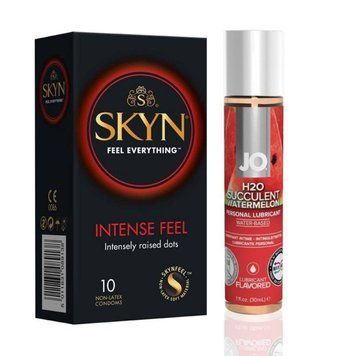 10 шт SKYN Intense Feel + Лубрикант System JO H2O &mdash; Watermelon (30 мл) SOS4801 фото