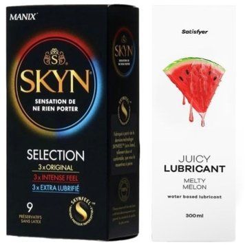 Комплект Лубрикант Satisfyer Juicy Melty Melon 300 мл + SKYN Selection 9 шт SOS12930 фото